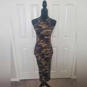 Camouflage Print Bodycon Maxi Dress